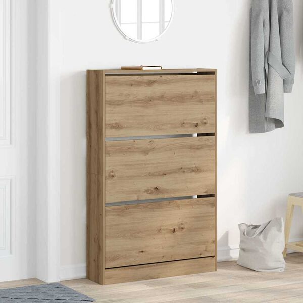 vidaXL Shoe Cabinet Artisan Oak 80 x 21 x 125.5 cm Engineered Wood