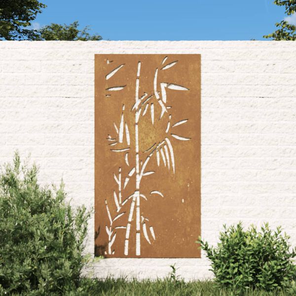 vidaXL Garden Wall Decoration 105x55 cm Corten Steel Bamboo Design