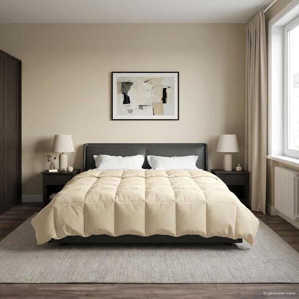 vidaXL Summer Duvet Quilted Cream 220 x 260 cm Microfiber