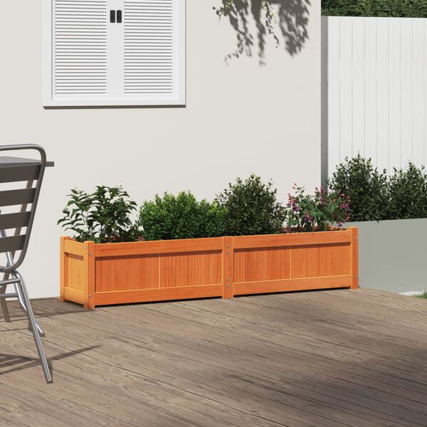 vidaXL Garden Planter Wax Brown 150x31x31 cm Solid Wood Pine