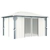 vidaXL Gazebo with Curtain&LED String Lights 4x3 m Cream Aluminium