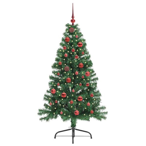 vidaXL Artificial Pre-lit Christmas Tree Green 150 cm PVC
