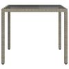 vidaXL Garden Table 90x90x75 cm Tempered Glass and Poly Rattan Grey