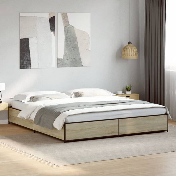 vidaXL Bed Frame without Mattress Sonoma Oak 200x200 cm
