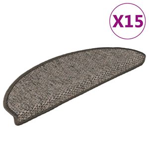 vidaXL Stair Mats Self-adhesive Sisal-Look 15 pcs 65x21x4 cm Grey and Beige