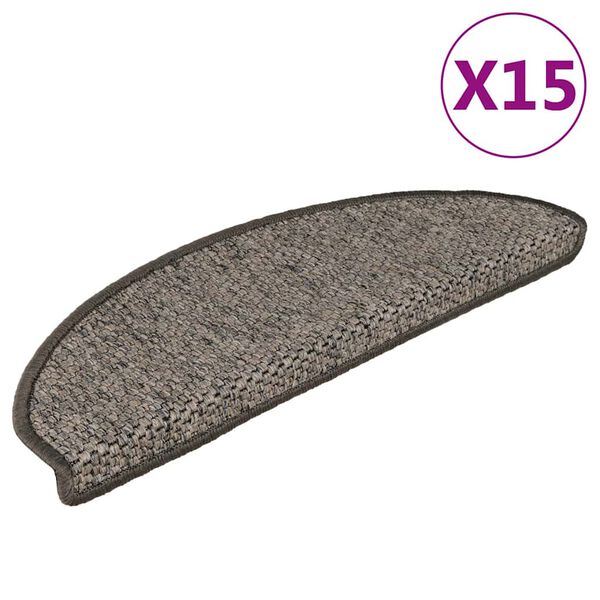 vidaXL Stair Mats Self-adhesive Sisal-Look 15 pcs 65x21x4 cm Grey and Beige