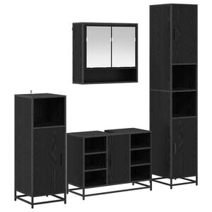 vidaXL Bathroom Furniture Set 4 pcs Black Oak Engineered Wood