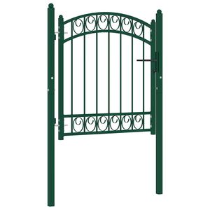 vidaXL Fence Gate with Arched Top Steel 100x86 cm Green