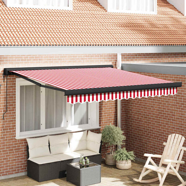 vidaXL Awning Red and White 350 x 250 x 165 cm Polyester and Aluminium