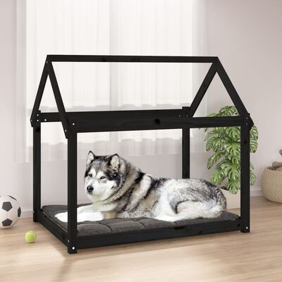 vidaXL Dog Bed Black 111x80x100 cm Solid Wood Pine