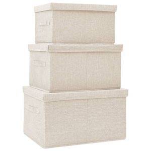 vidaXL Stackable Storage Box Set of 3 Piece Fabric Cream