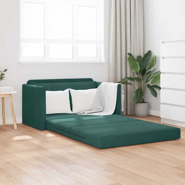 vidaXL Sofa Bed Dark Green 124 x 204 x 61 cm Velvet