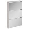 vidaXL Shoe Cabinet with Mirror 3-Layer Concrete Grey 63x17x102,5 cm