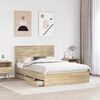 vidaXL Bed Frame with Drawer Sonoma Oak 140 x 200 cm Engineer Wood