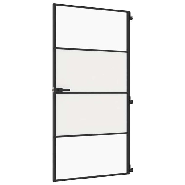 vidaXL Interior Door Slim Black 102.5x201.5 cm Tempered Glass and Aluminium