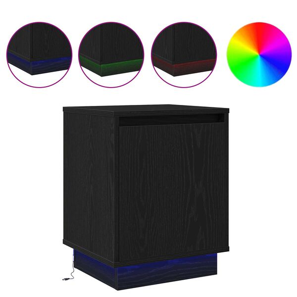 vidaXL Bedside Cabinet Black Oak 39 x 34.5 x 50 cm Engineered wood