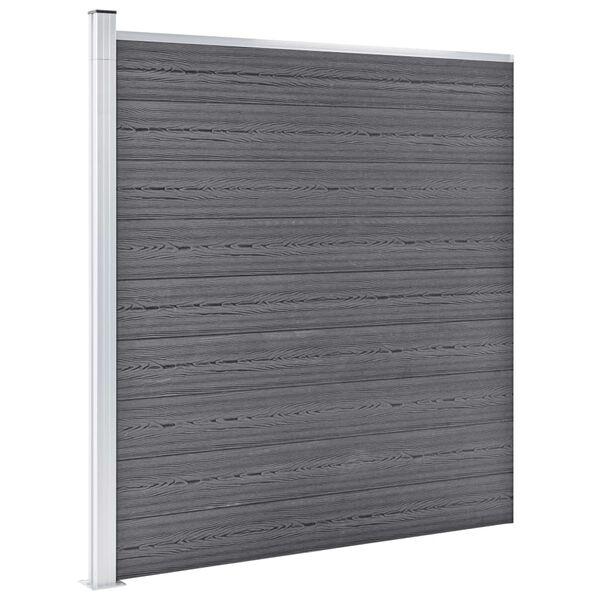 vidaXL WPC Fence Set 4 Square + 1 Slanted 792x186 cm Grey