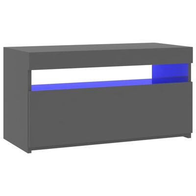 vidaXL TV Cabinet with LED Lights High Gloss Grey 75x35x40 cm