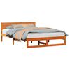 vidaXL Bed Frame with Headboard Wax Brown 160 x 200 cm Solid Pine Wood