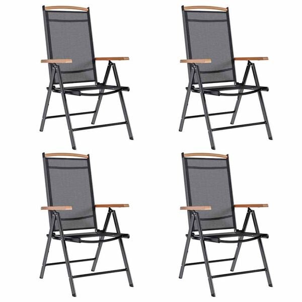 vidaXL Folding Garden Chairs 4 pcs Aluminium and Textilene Black