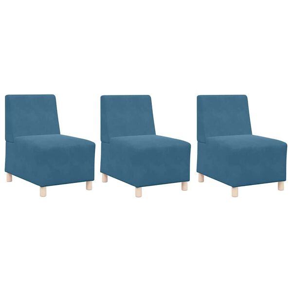 vidaXL Modular Sofa Unit Armless 3 pcs Blue 55 x 74 x 82 cm Velvet