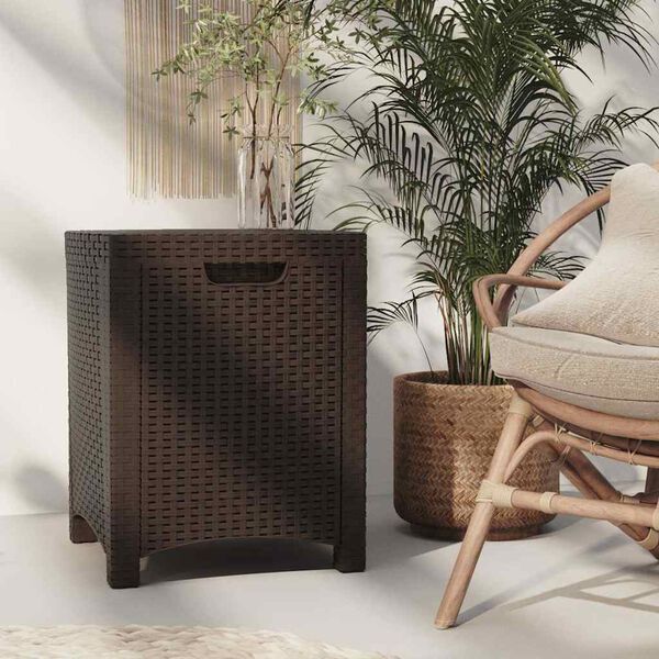 vidaXL Garden Storage Box 39x39x46 cm PP Rattan Brown