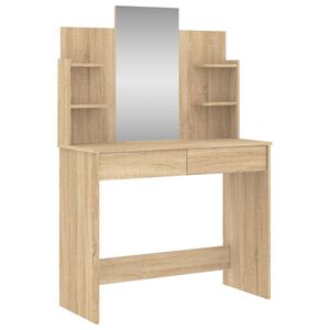 vidaXL Dressing Table with Mirror Sonoma Oak 96x39x142 cm