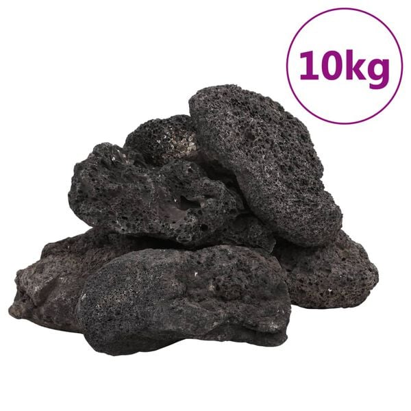 vidaXL Volcanic Rocks 10 kg Black 10-30 cm