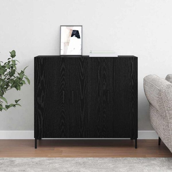 vidaXL Sideboard Black Oak 90 x 34 x 80 cm Engineered Wood