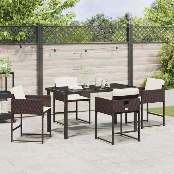 vidaXL Garden Dining Set 5 pcs Brown Poly Rattan