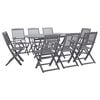 vidaXL Garden Dining Set | Grey | Solid Acacia wood | Large | Foldable