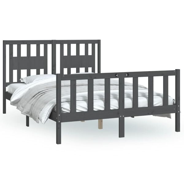 vidaXL Bed Frame without Mattress Grey Solid Wood Pine 120x200 cm