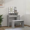 vidaXL Dressing Table Set with LED Grey Sonoma Engineered Wood