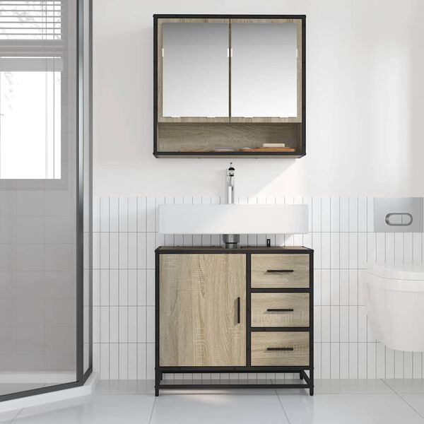vidaXL Bathroom Sink Cabinet Sonoma Oak 65x33x60 cm Engineered Wood