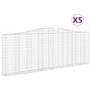 vidaXL Arched Gabion Baskets 5 pcs 400x30x140/160 cm Galvanised Iron