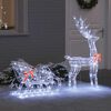 vidaXL Reindeer Pull Sleigh Cold white 70 x 26 x 130 cm Acrylic