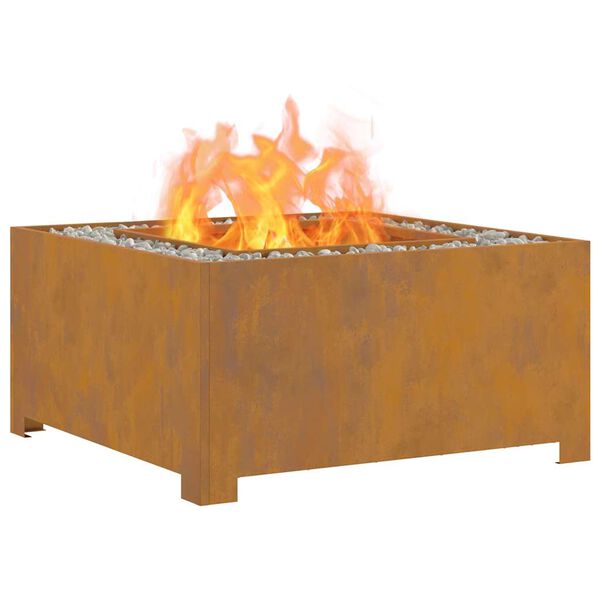 vidaXL Fire Pit Brown 80 x 80 x 40 cm Weathering steel