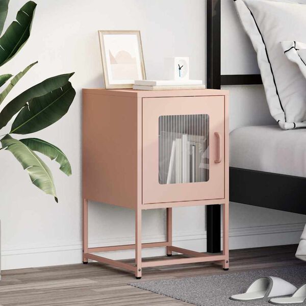 vidaXL Bedside Cabinet Pink 36x39x60.5 cm Cold-rolled Steel