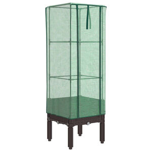 vidaXL Raised Bed with Greenhouse Cover Rattan Look 40x40x140 cm