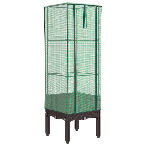 vidaXL Raised Bed with Greenhouse Cover Rattan Look 40x40x140 cm