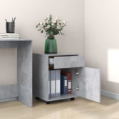 vidaXL Rolling Cabinet Concrete Grey 45x38x54 cm Engineered Wood