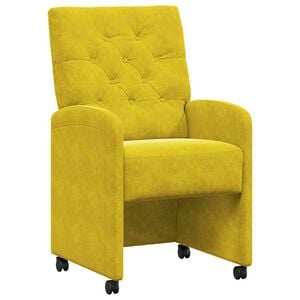 vidaXL Dining Chairs with Wheels 2 pcs Yellow 58 x 67 x 97 cm Velvet