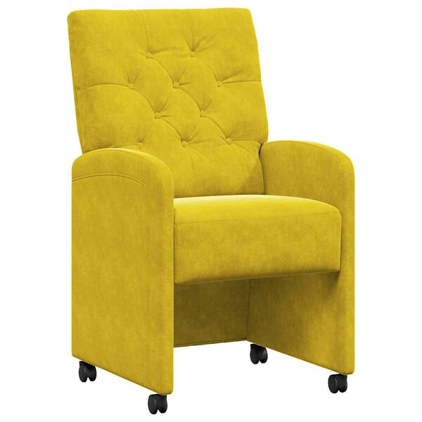 vidaXL Dining Chairs with Wheels 2 pcs Yellow 58 x 67 x 97 cm Velvet