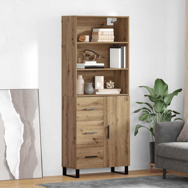 vidaXL Highboard Artisan Oak 69.5 x 34 x 180 cm Engineered Wood