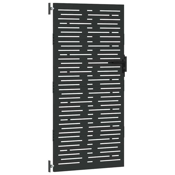 vidaXL Garden Gate with Lock Black 85 x 200 cm Powder-coated steel