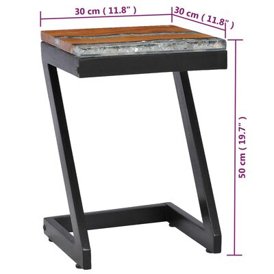 vidaXL Coffee Table 30x30x50 cm Solid Teak Wood and Polyresin