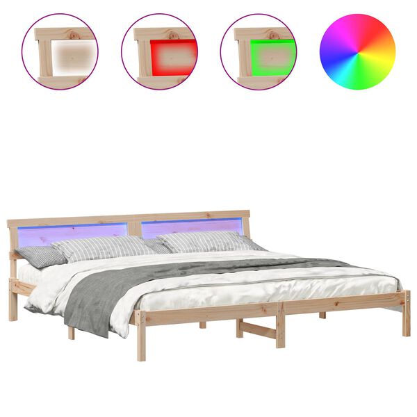 vidaXL Bed Frame with Headboard Brown 180 x 200 cm Solid Pine Wood