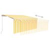 vidaXL Manual Retractable Awning with Blind&LED 3x2.5m Yellow&White