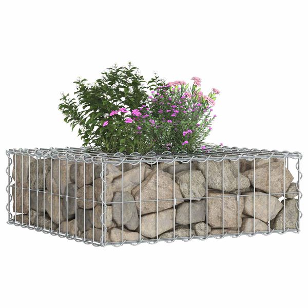 vidaXL Gabion Raised Bed Silver 60 x 60 x 20 cm Galvanised Steel