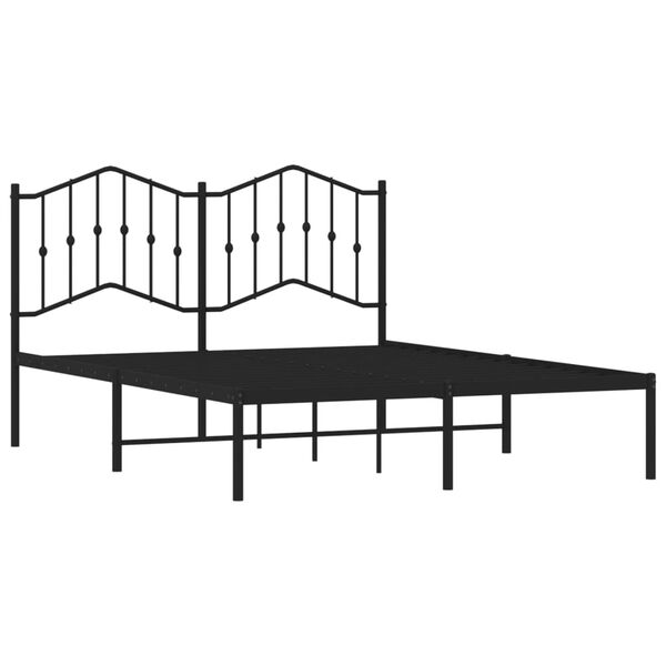 vidaXL Metal Bed Frame without Mattress with Headboard Black 140x190cm